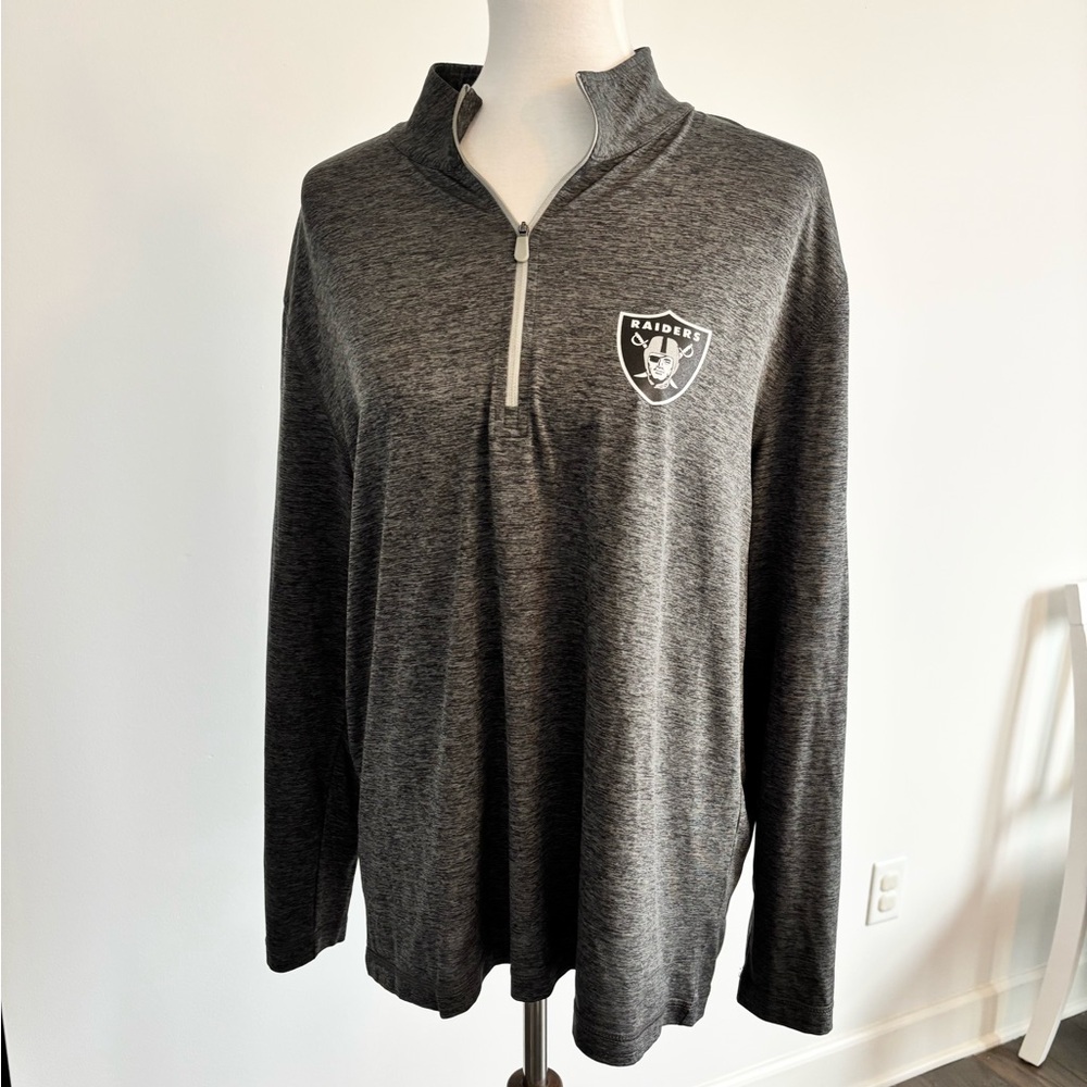 NFL Las Vegas Raiders Gray Zip-Up Sweater Pullover